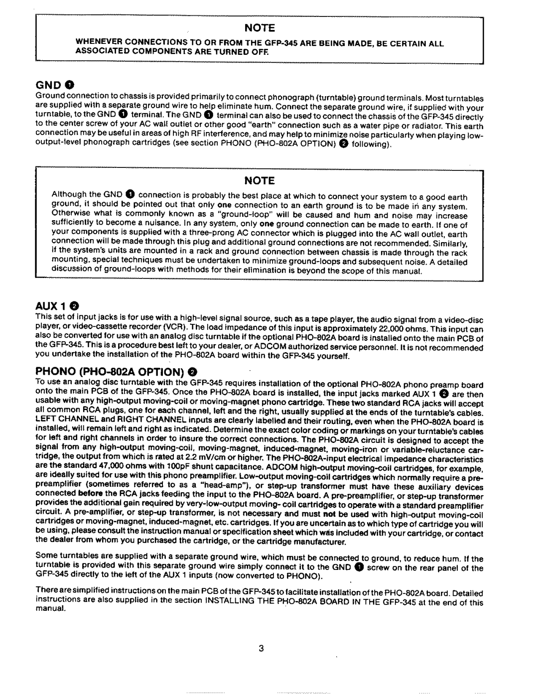 Adcom GFP-345 manual 