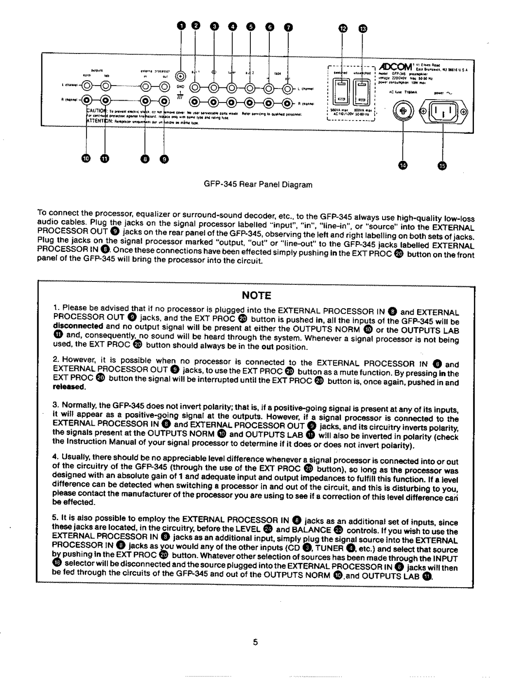 Adcom GFP-345 manual 