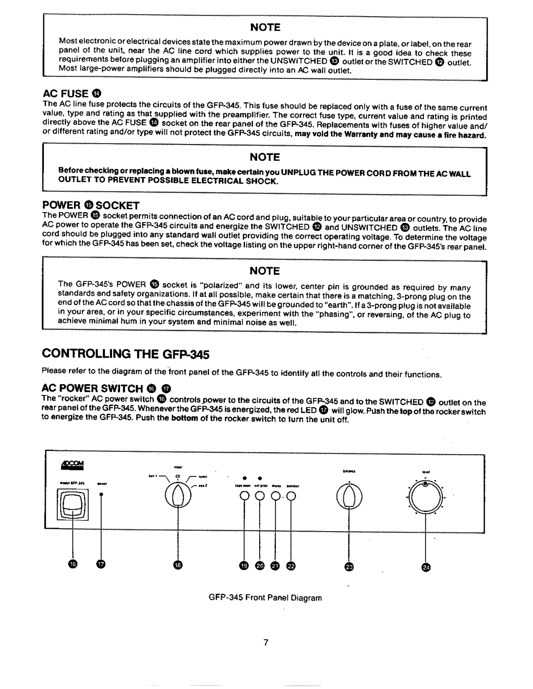 Adcom GFP-345 manual 