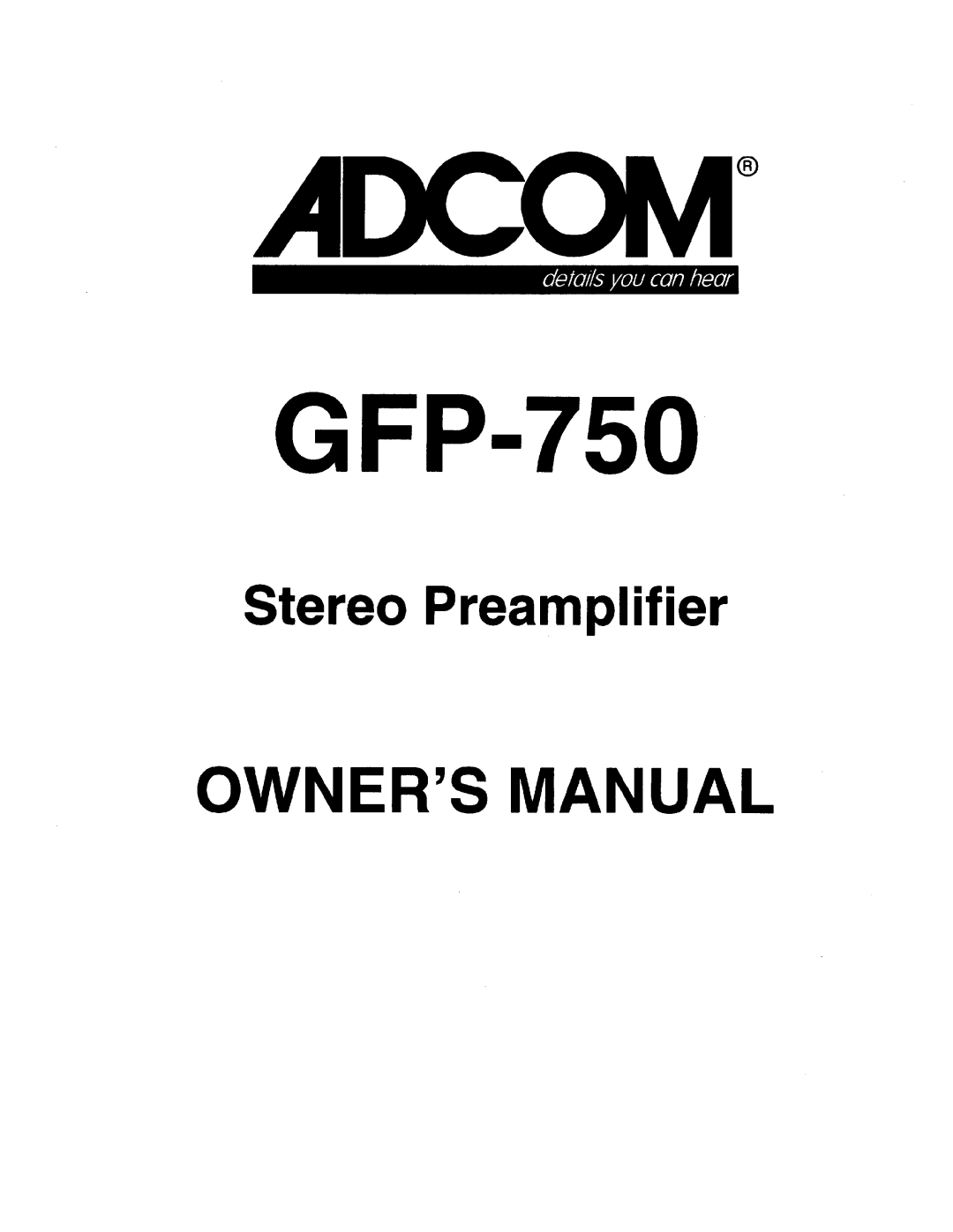 Adcom GFP-750 manual 