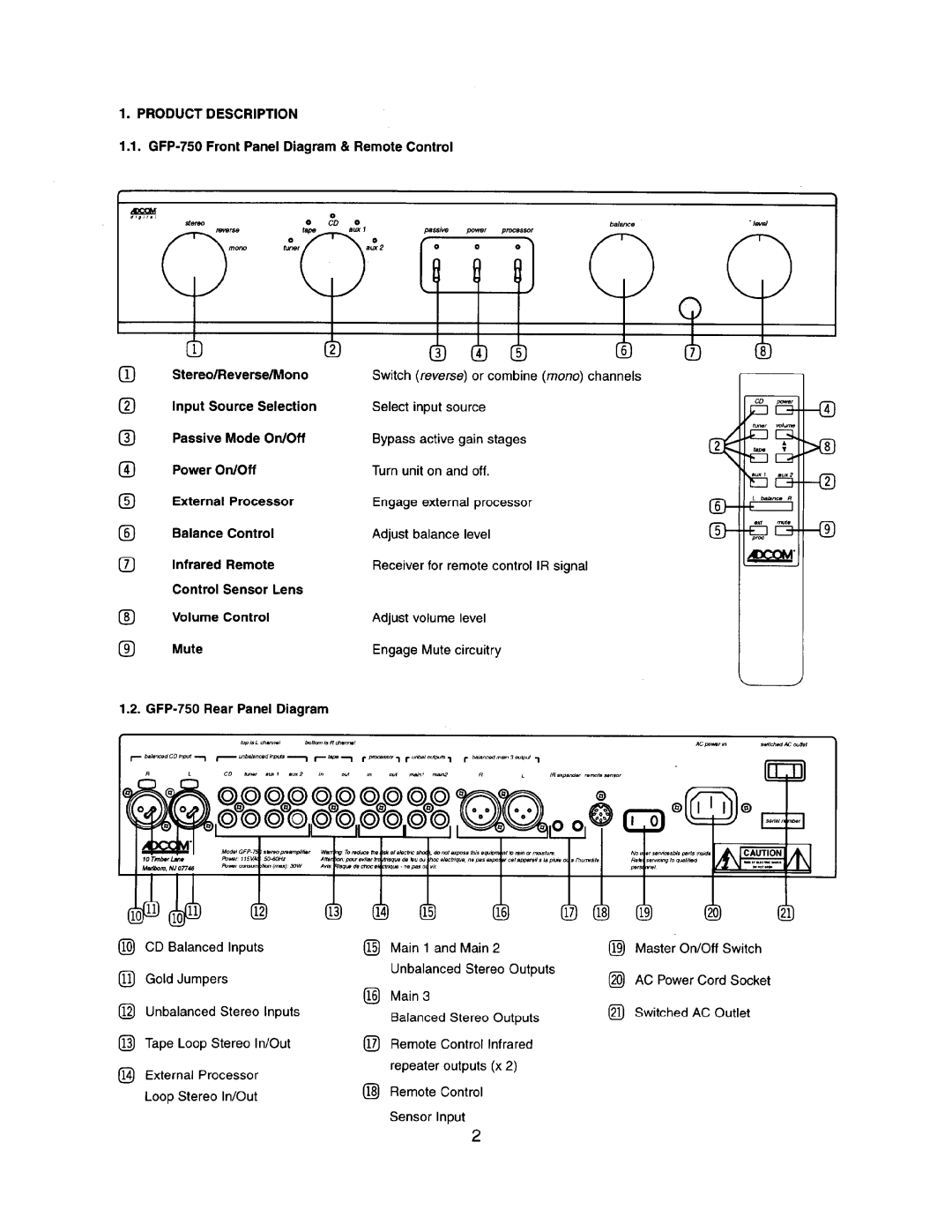 Adcom GFP-750 manual 