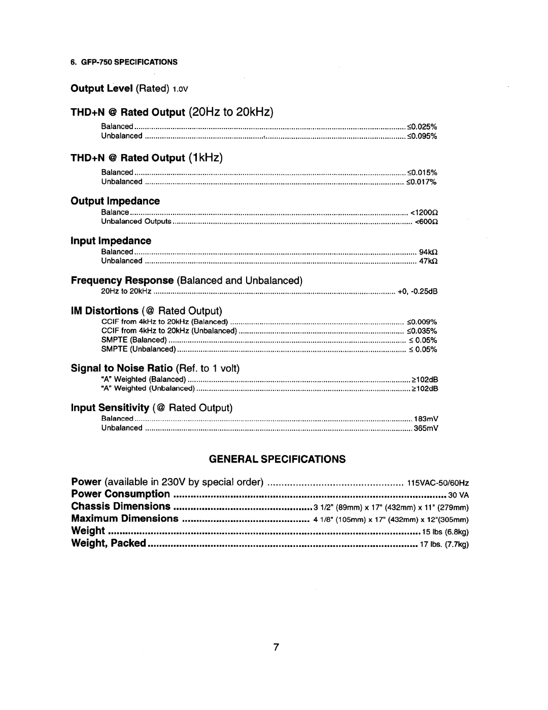 Adcom GFP-750 manual 