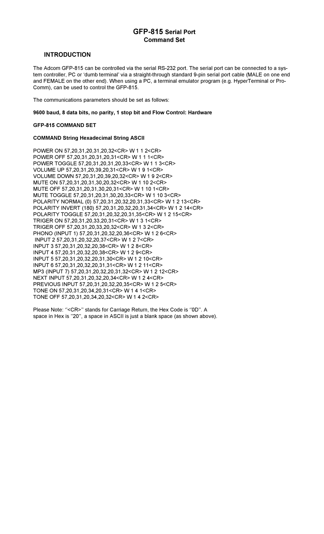 Adcom GFP-815 manual Introduction 