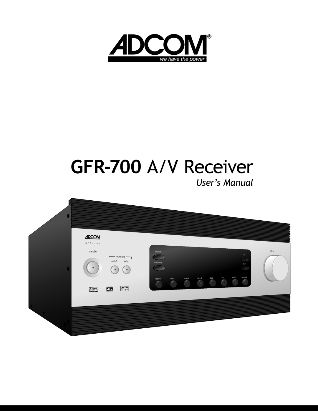Adcom user manual GFR-700 A/V Receiver 