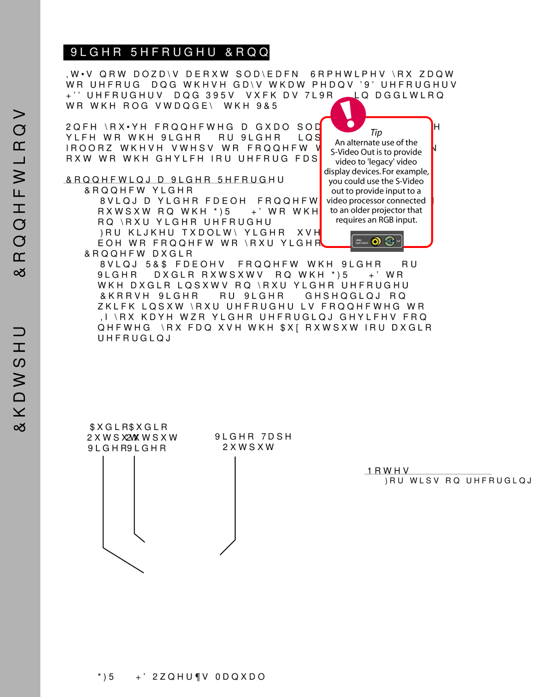 Adcom GFR-700HD user manual Connecting a Video Recorder, Output Video 3 Video 