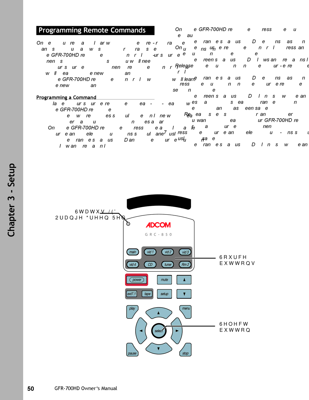 Adcom GFR-700HD user manual Programming Remote Commands, Programming a Command 