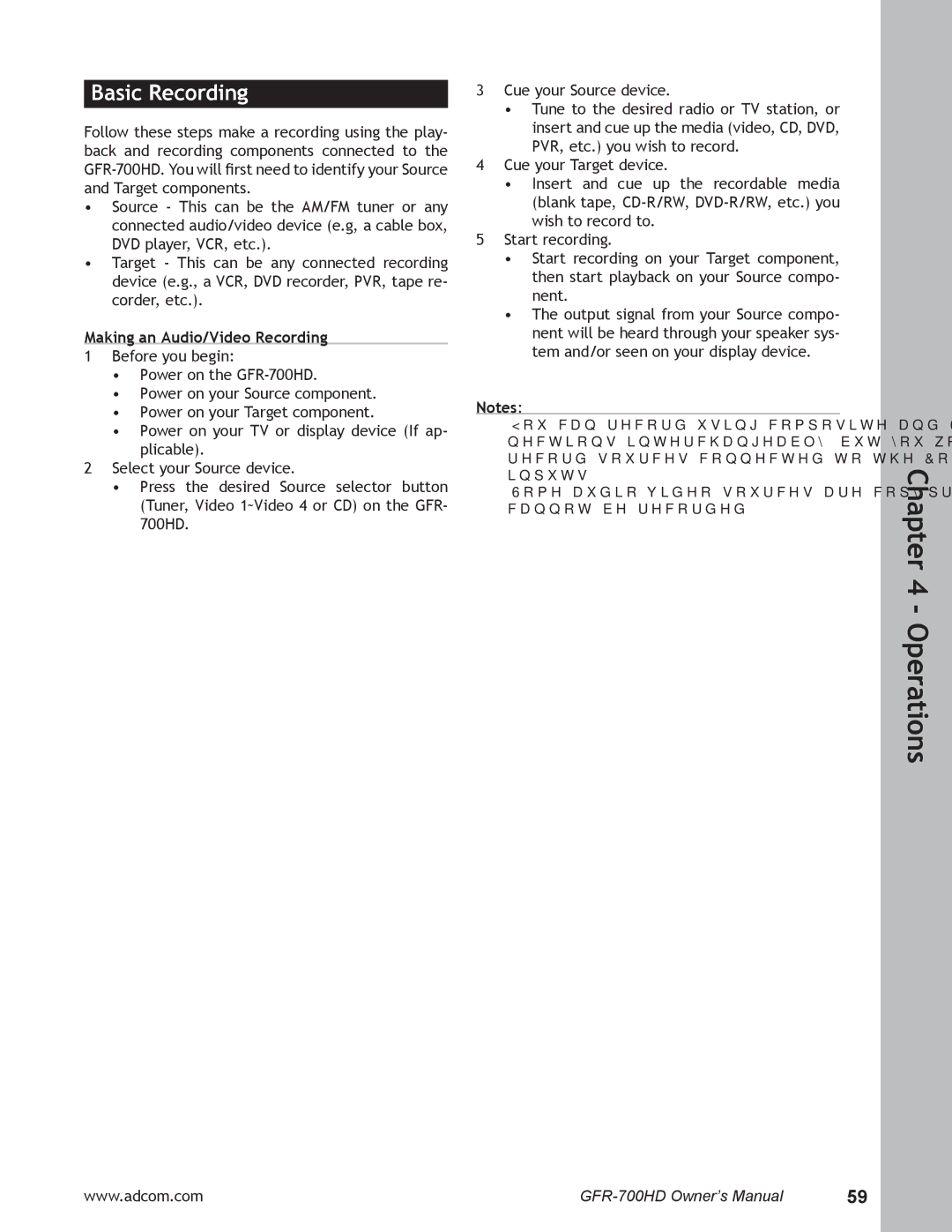 Adcom GFR-700HD user manual Basic Recording, Making an Audio/Video Recording 