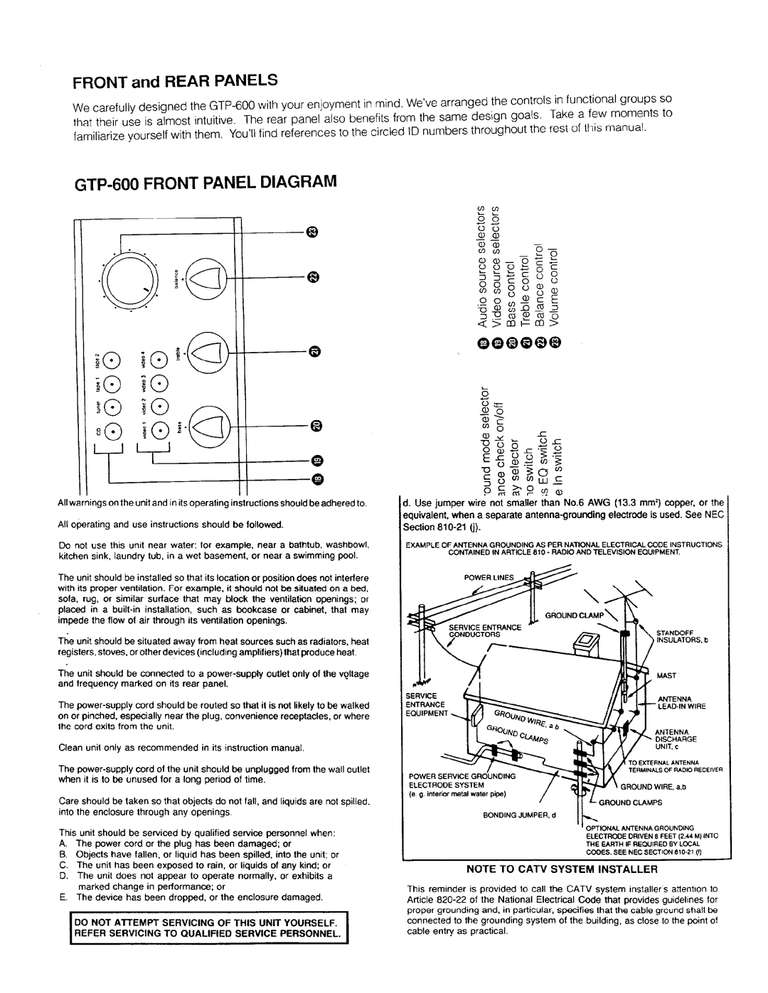 Adcom GTP-600 manual 