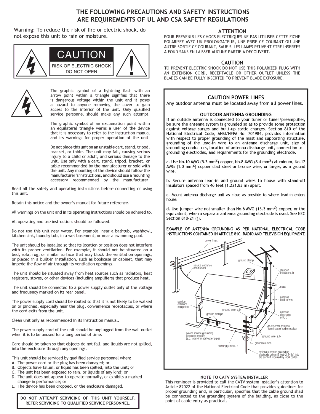 Adcom GTP-602 manual Outdoor Antenna Grounding 