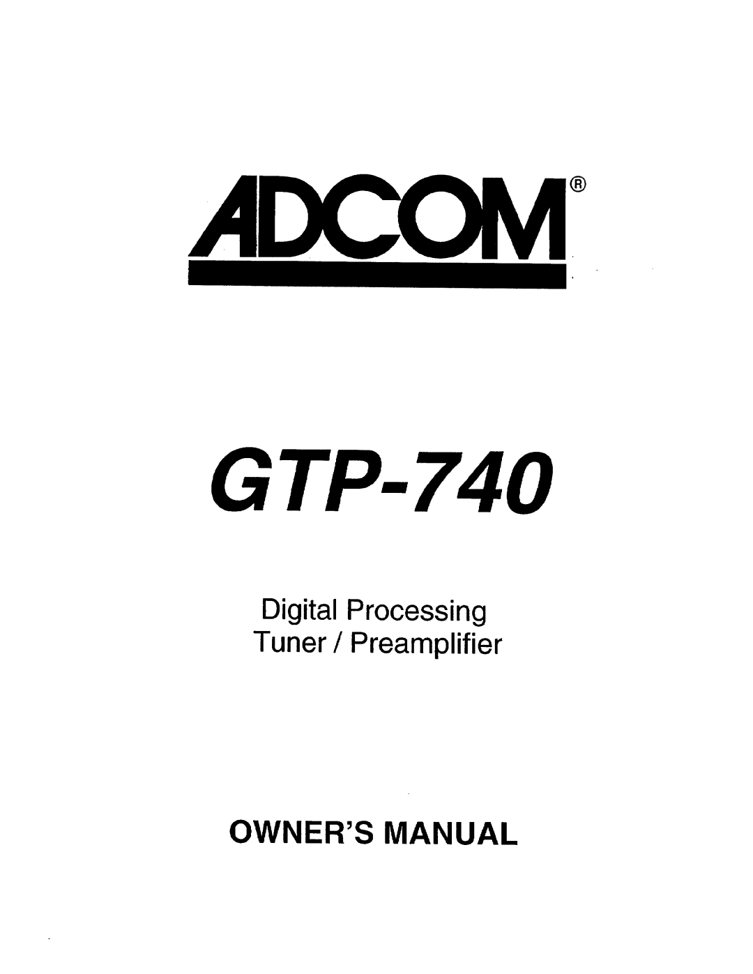 Adcom GTP-740 manual 