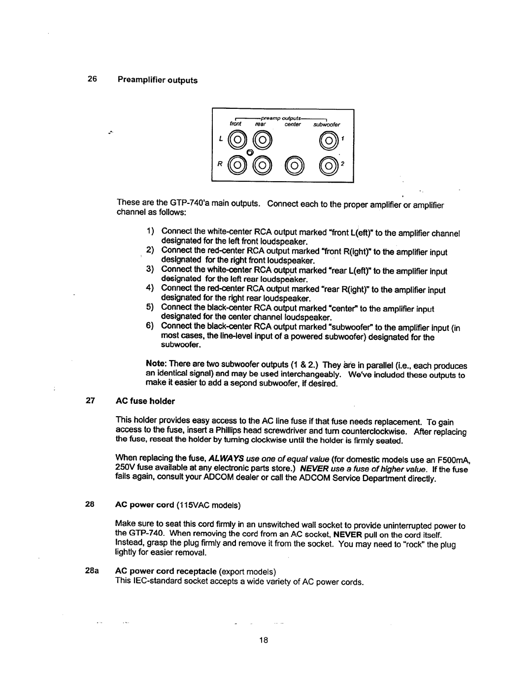 Adcom GTP-740 manual 