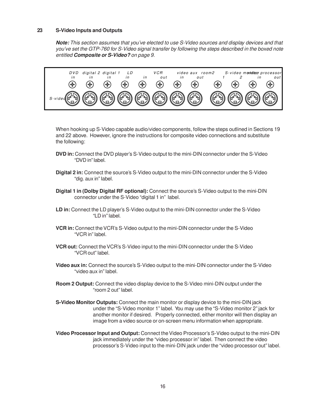 Adcom GTP-760 owner manual Video Inputs and Outputs 