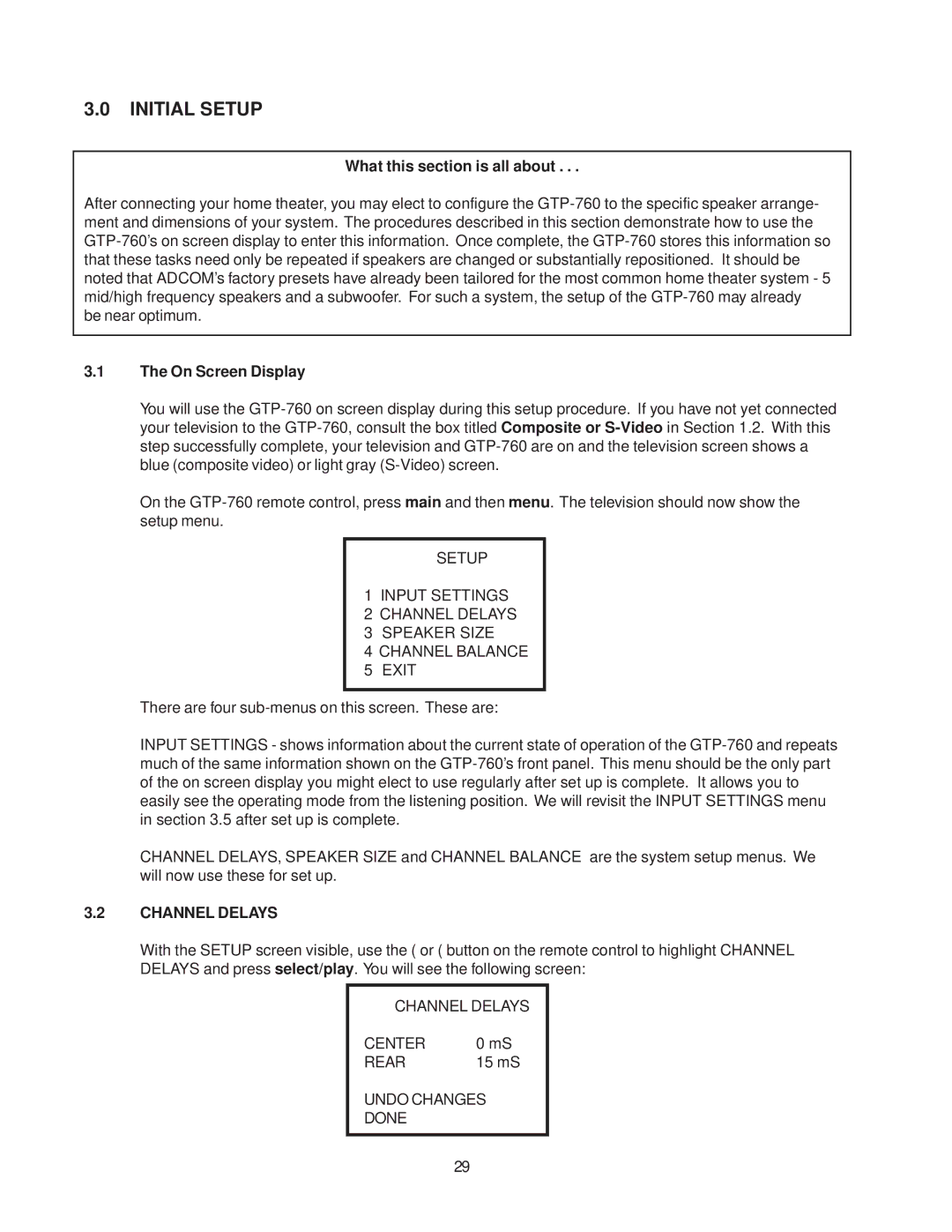 Adcom GTP-760 owner manual What this section is all about, Channel Delays 