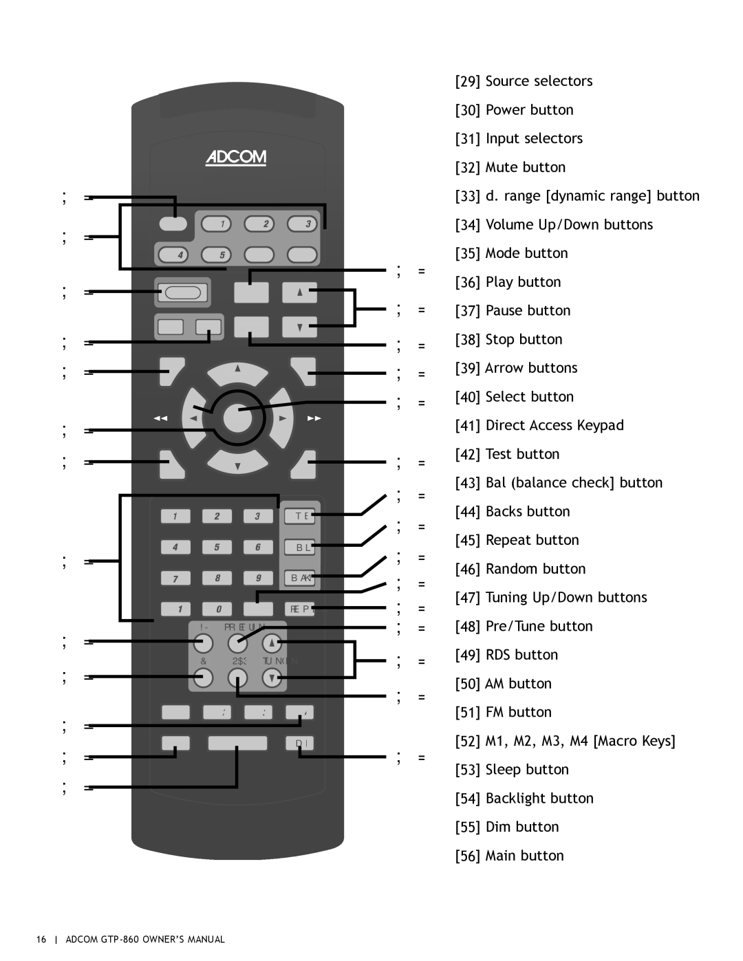 Adcom GTP-860 owner manual 52 53 