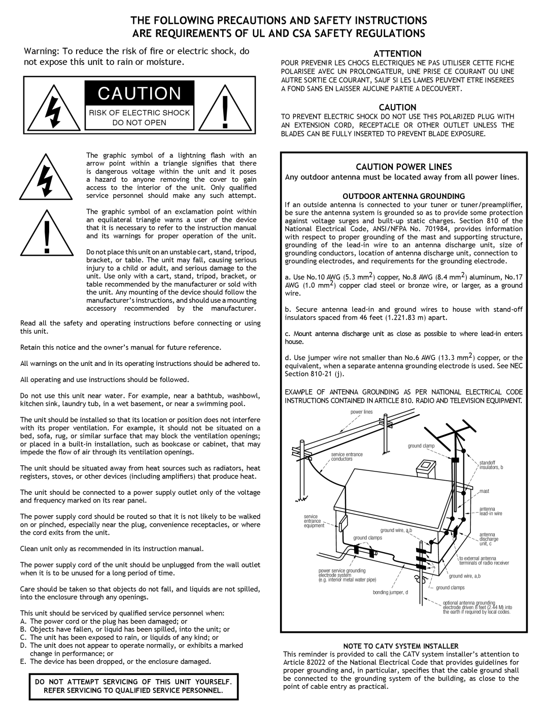 Adcom GTP-860II manual Outdoor Antenna Grounding 