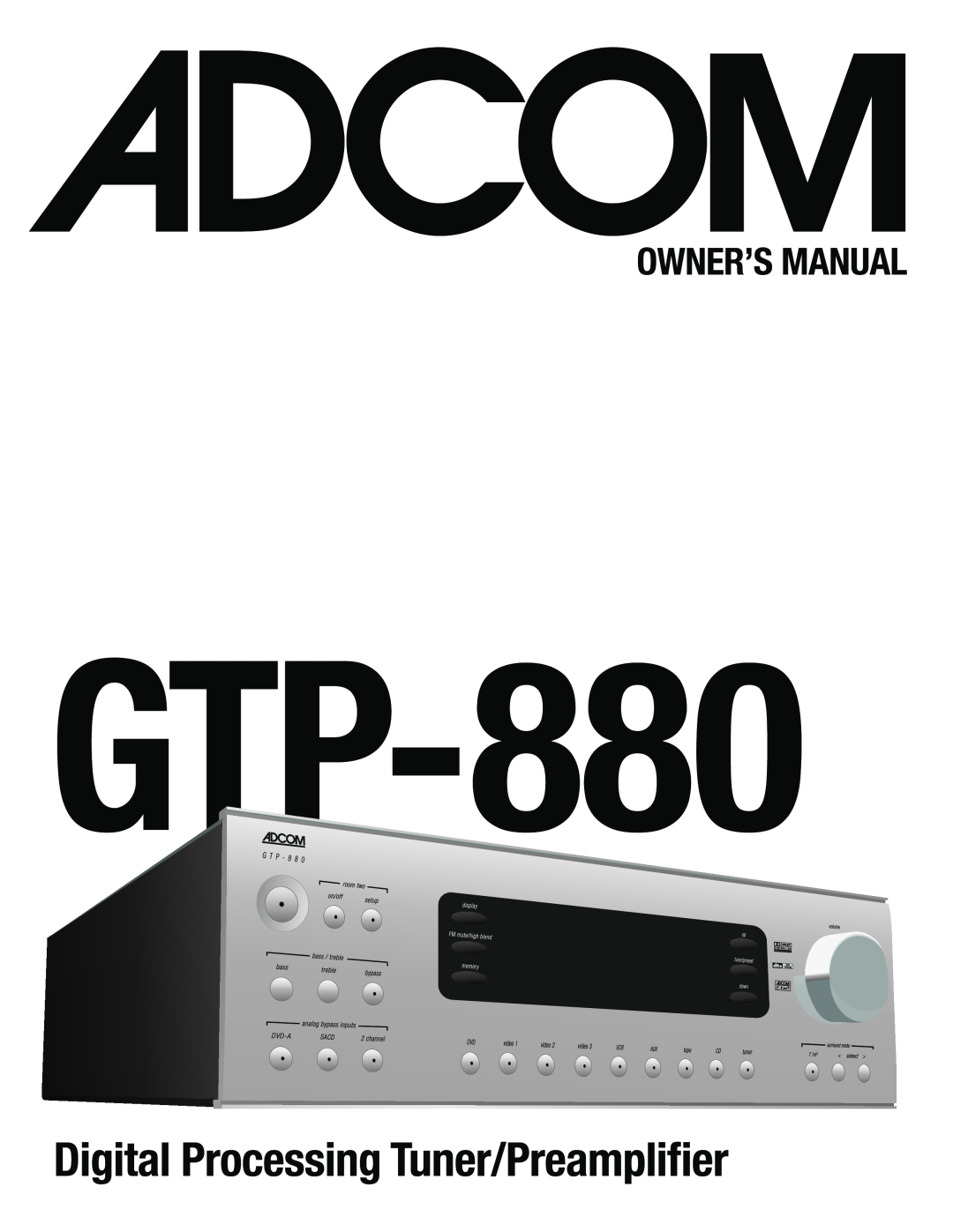Adcom GTP-880 owner manual 