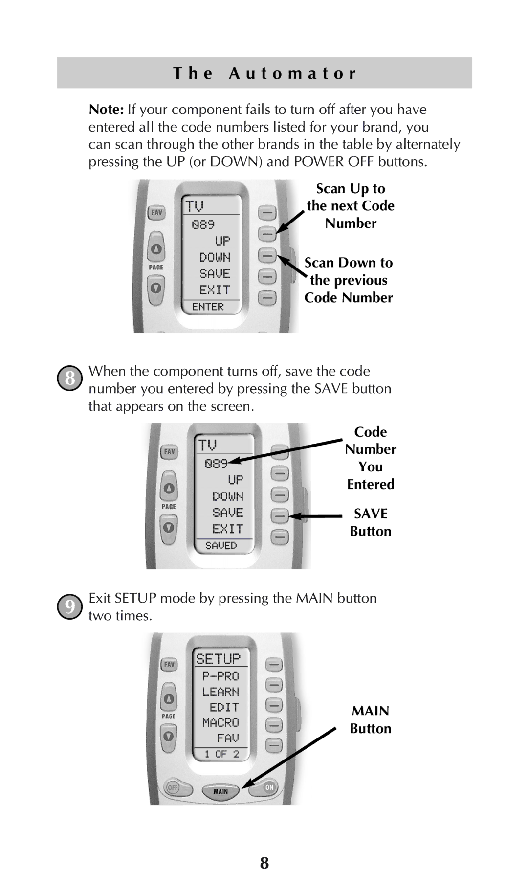 Adcom URC-200 owner manual Save 