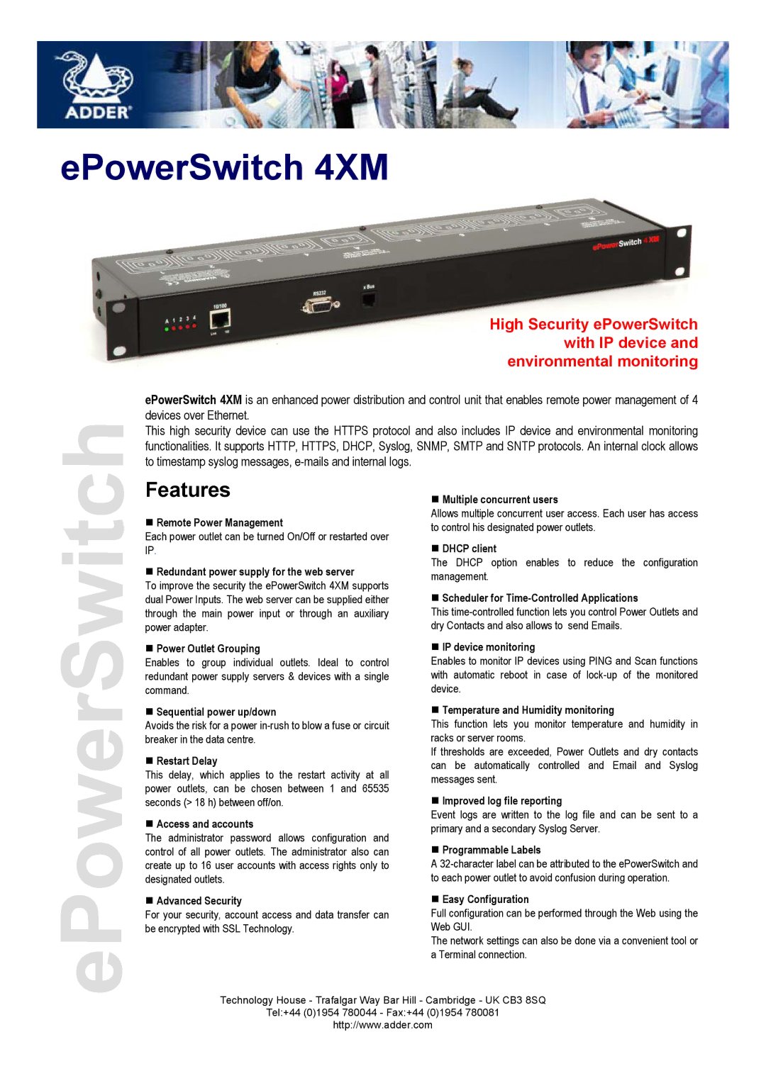 Adder Technology 4XM manual Features 