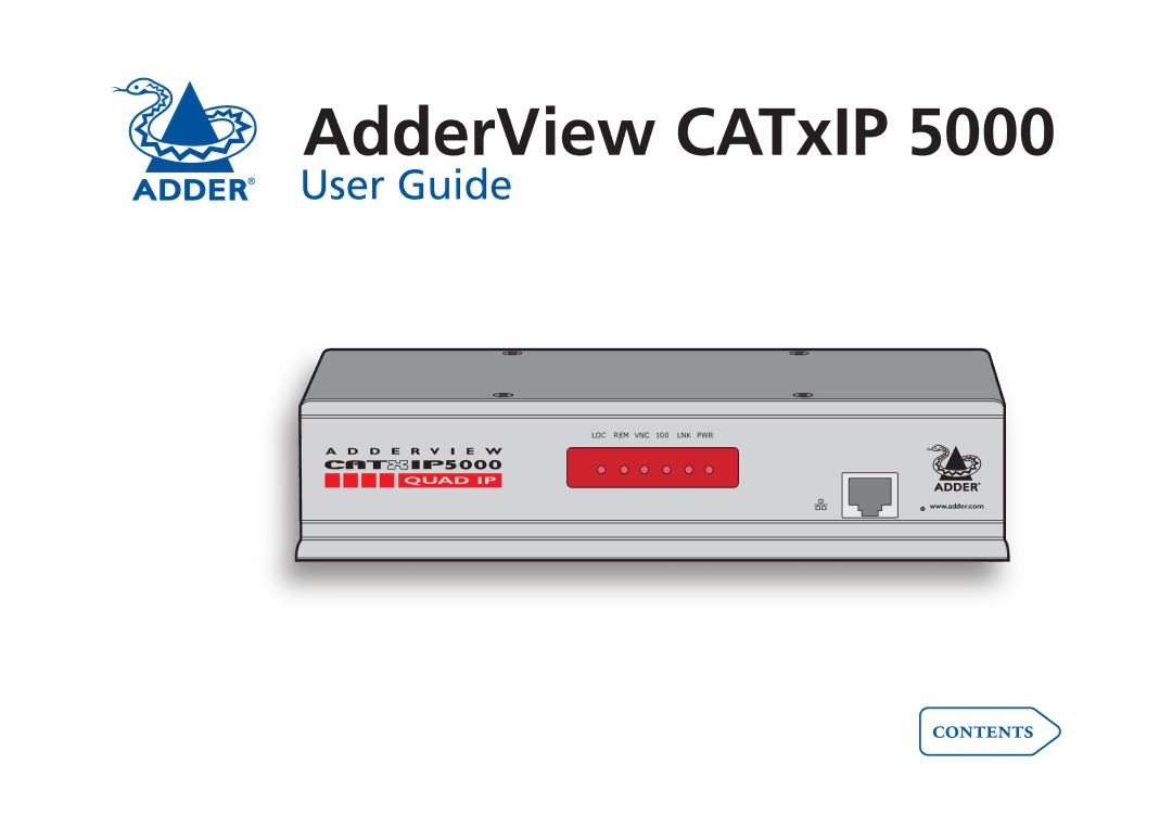 Adder Technology 5000 manual AdderView CATxIP 