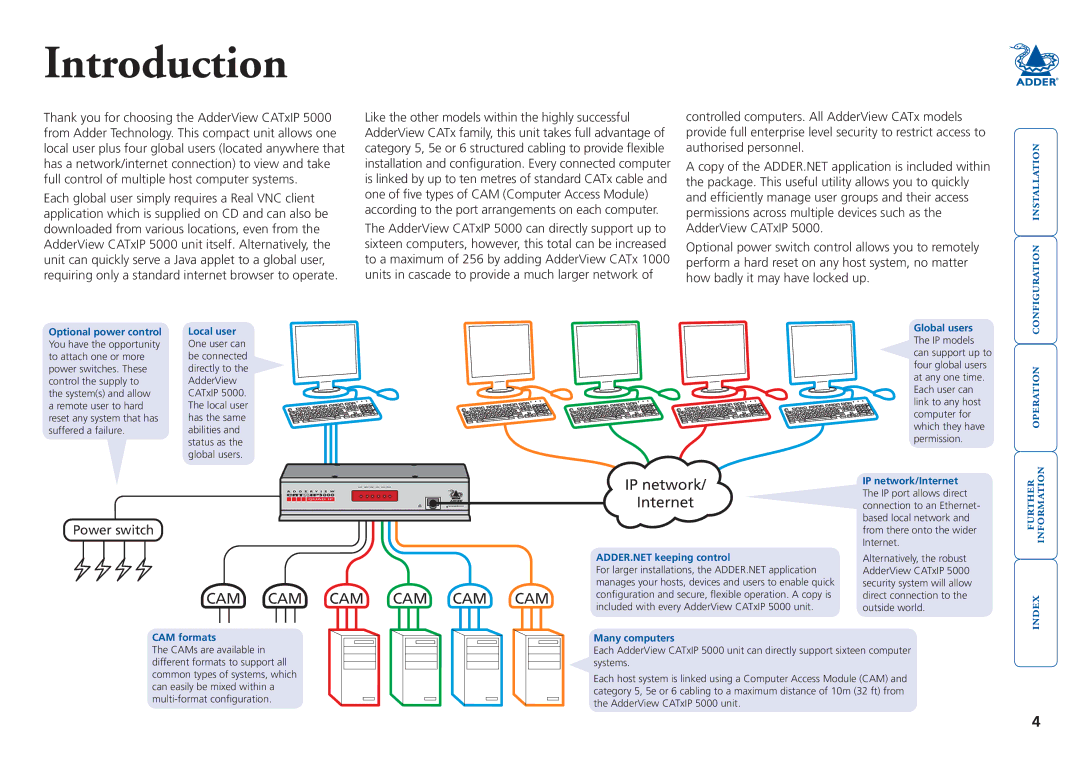 Adder Technology 5000 manual CAM formats, Many computers 