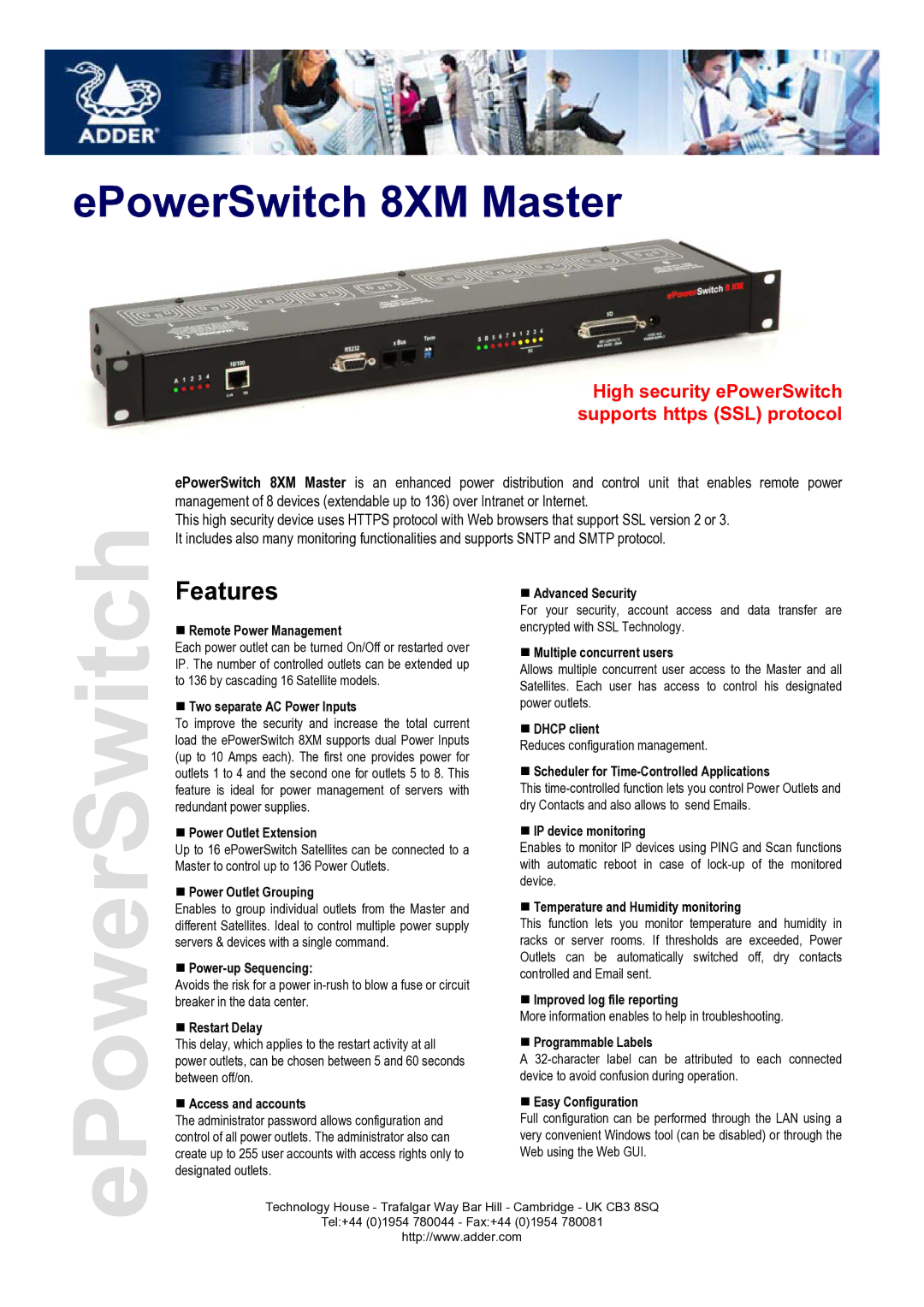 Adder Technology 8XM manual Features 