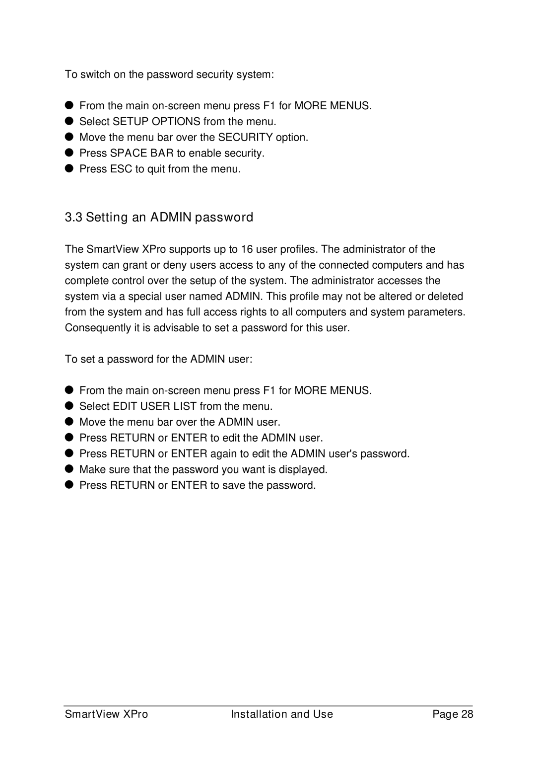 Adder Technology ADD0038/1 warranty Setting an Admin password 