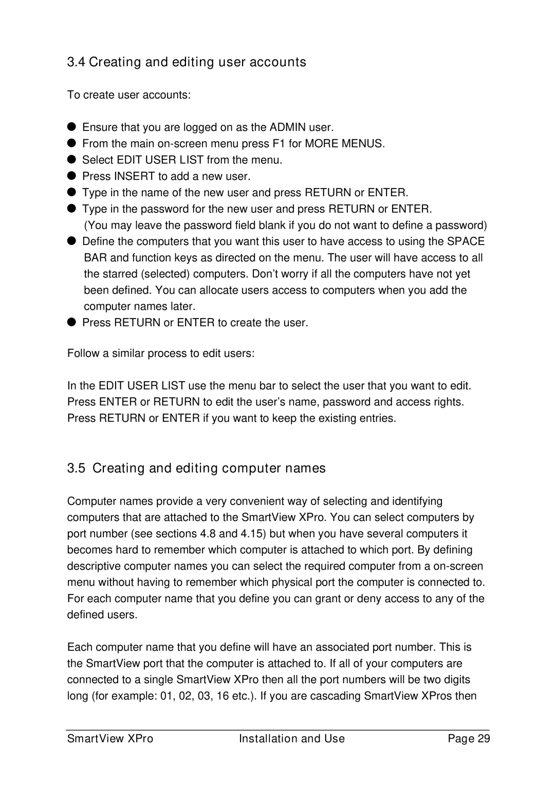 Adder Technology ADD0038/1 warranty Creating and editing user accounts, Creating and editing computer names 