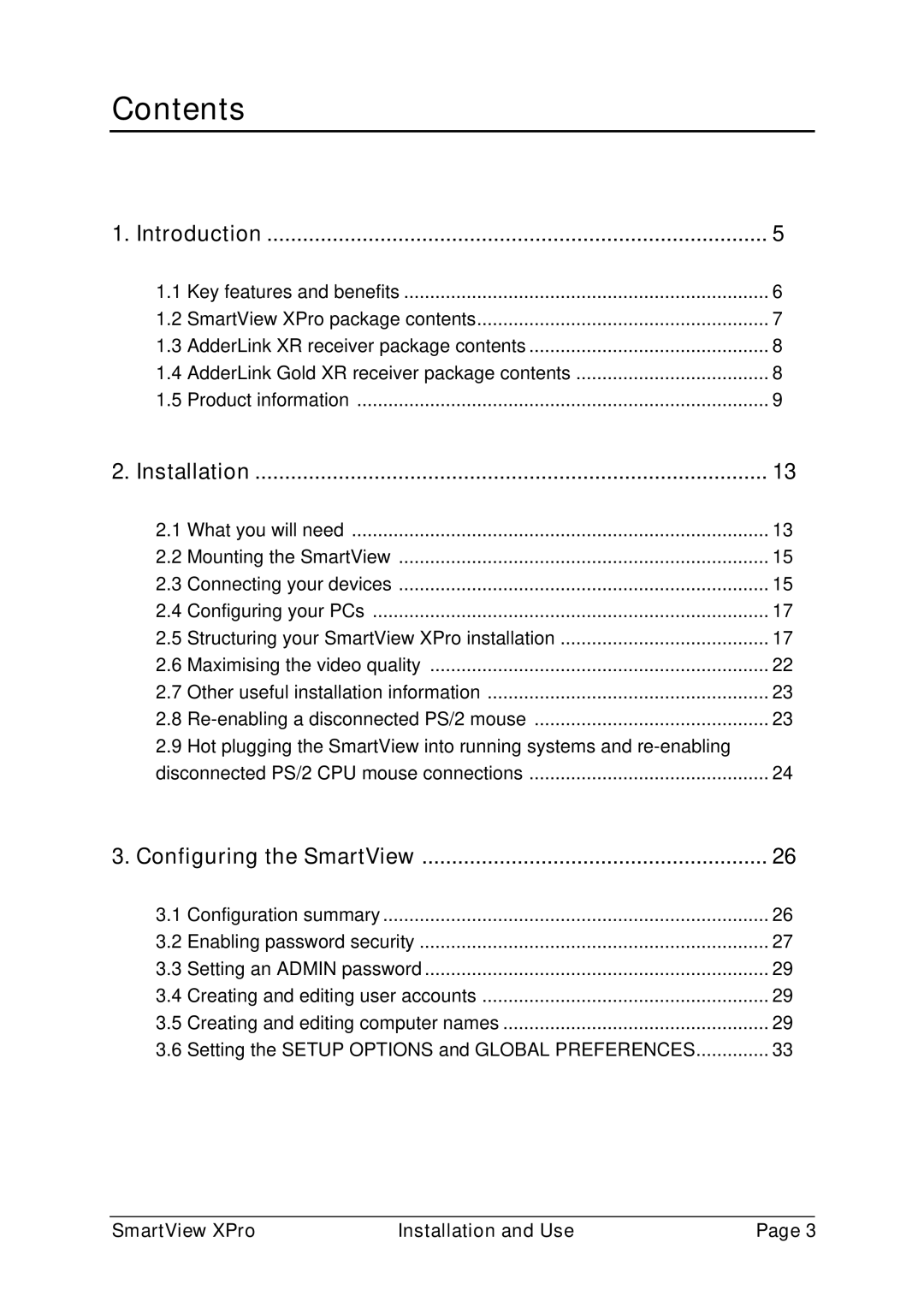 Adder Technology ADD0038/1 warranty Contents 