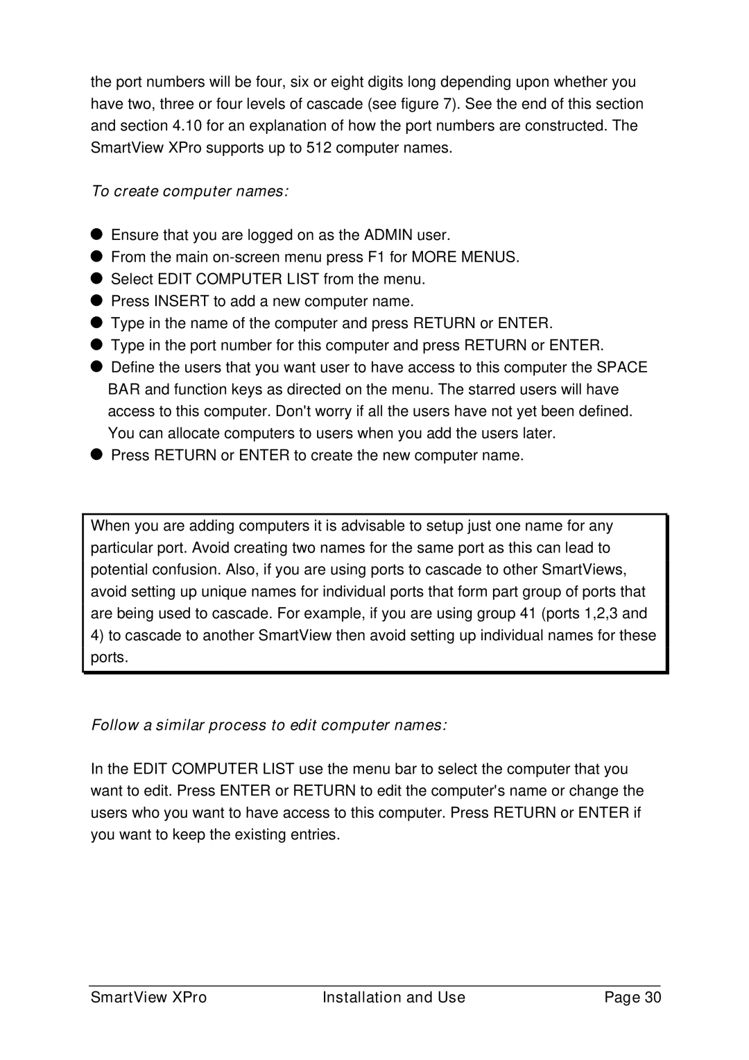 Adder Technology ADD0038/1 warranty To create computer names 