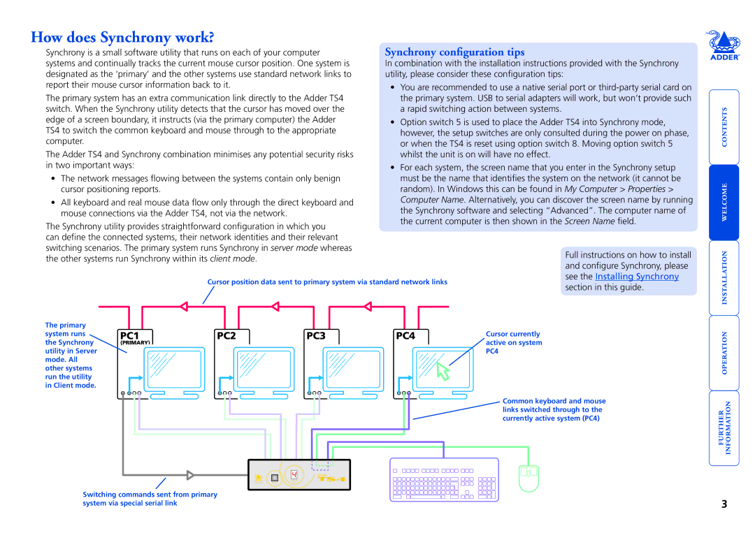 Adder Technology Adder TS4 manual How does Synchrony work?, Synchrony configuration tips 