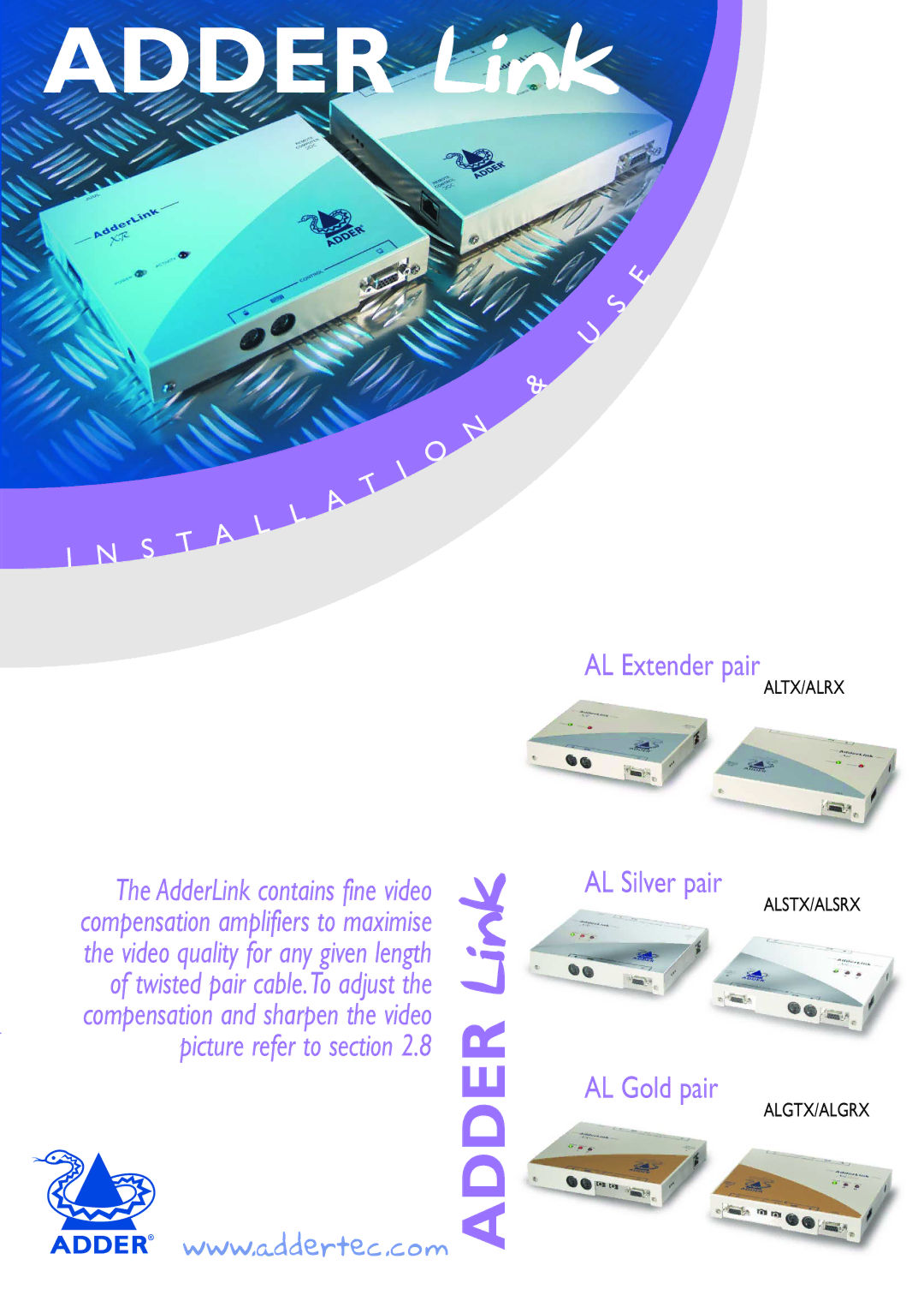 Adder Technology ALSTX/ALSRX, ALTX/ALRX, ALGTX/ALGRX manual Adder Link 