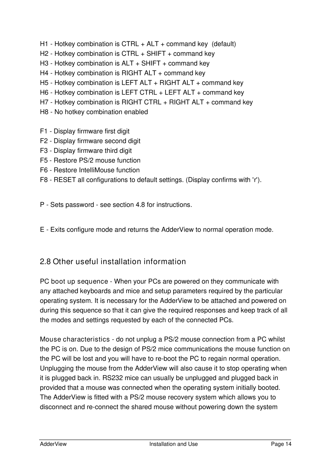 Adder Technology AV4OSD manual Other useful installation information 