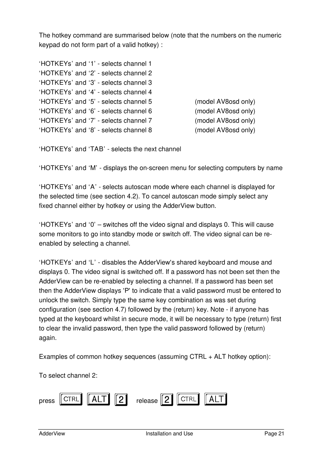 Adder Technology AV4OSD manual AdderView Installation and Use 