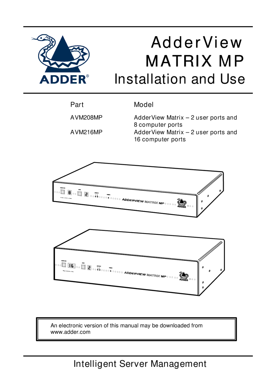 Adder Technology AVM216MP, AVM208MP manual Matrix MP, Intelligent Server Management 