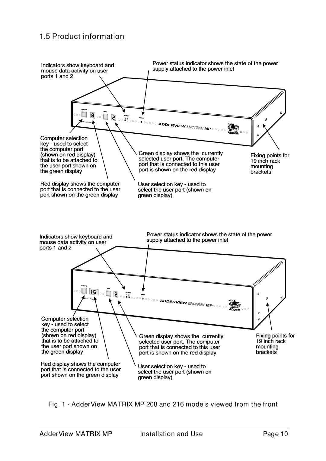 Adder Technology AVM216MP, AVM208MP manual Product information 