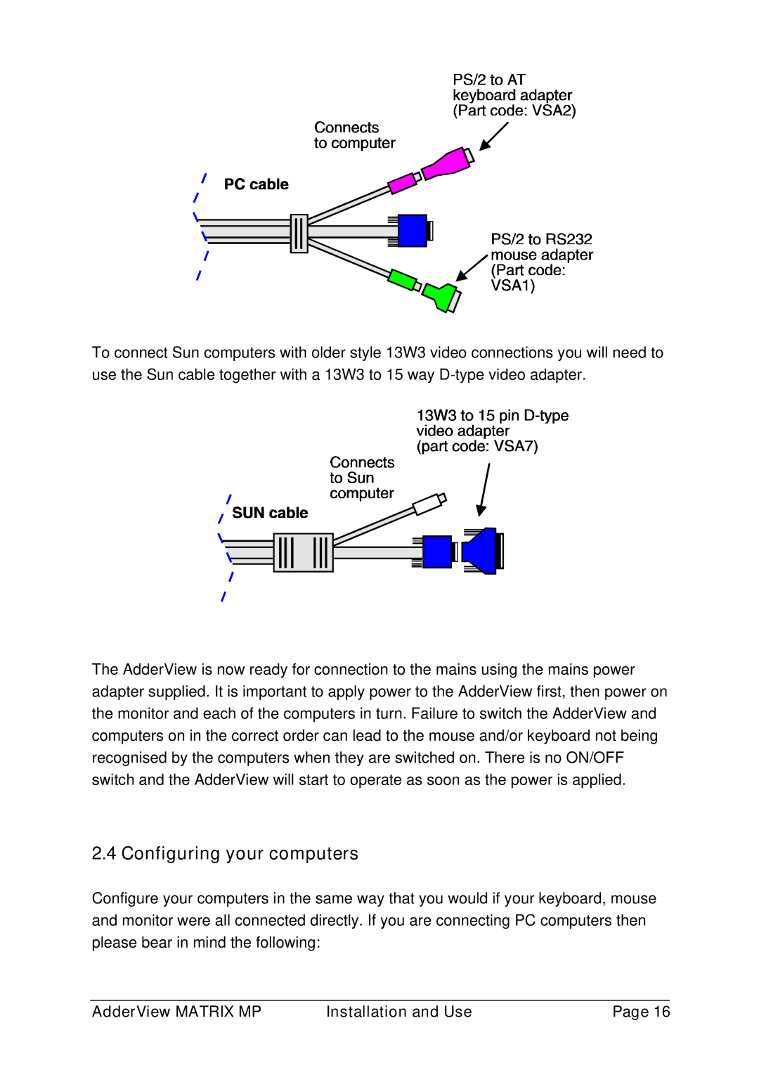 Adder Technology AVM216MP, AVM208MP manual Configuring your computers 