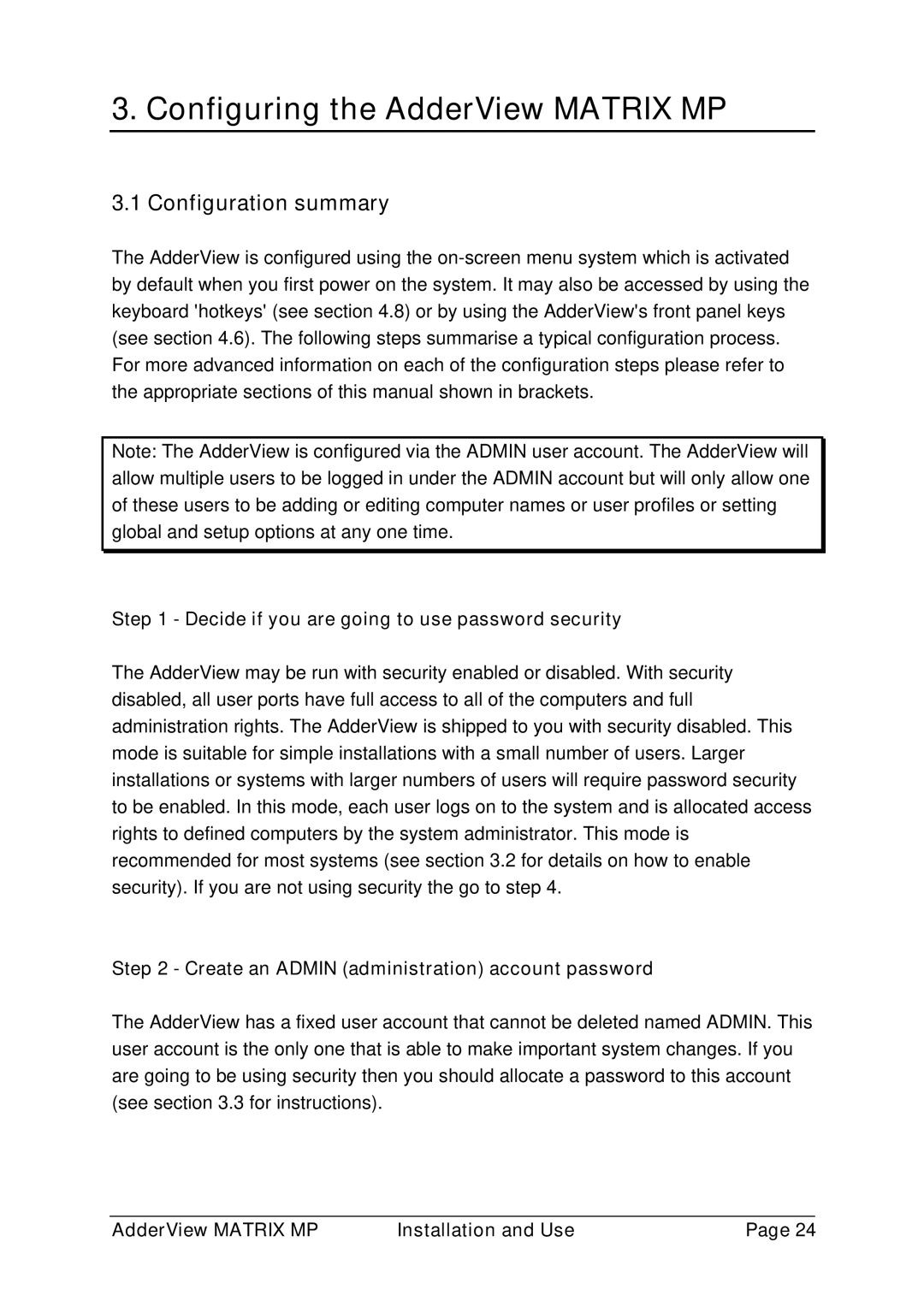 Adder Technology AVM216MP, AVM208MP manual Configuring the AdderView Matrix MP, Configuration summary 