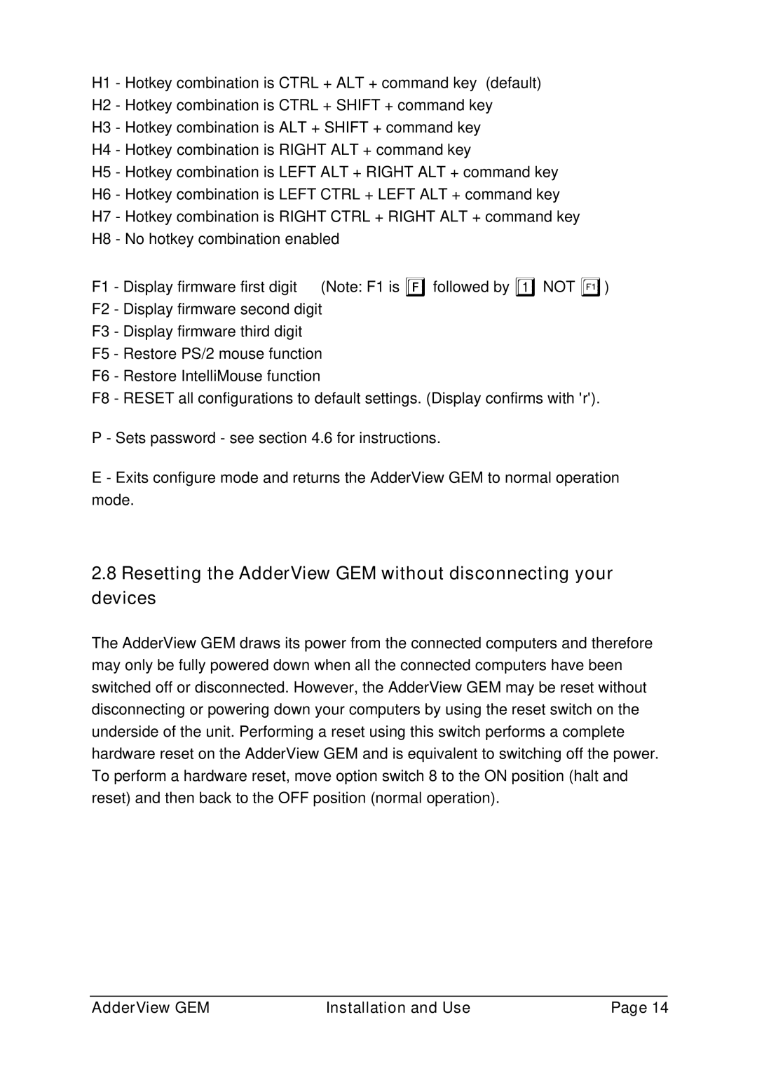 Adder Technology GEMAV2GEM, GEMAV4GEM manual AdderView GEM Installation and Use 