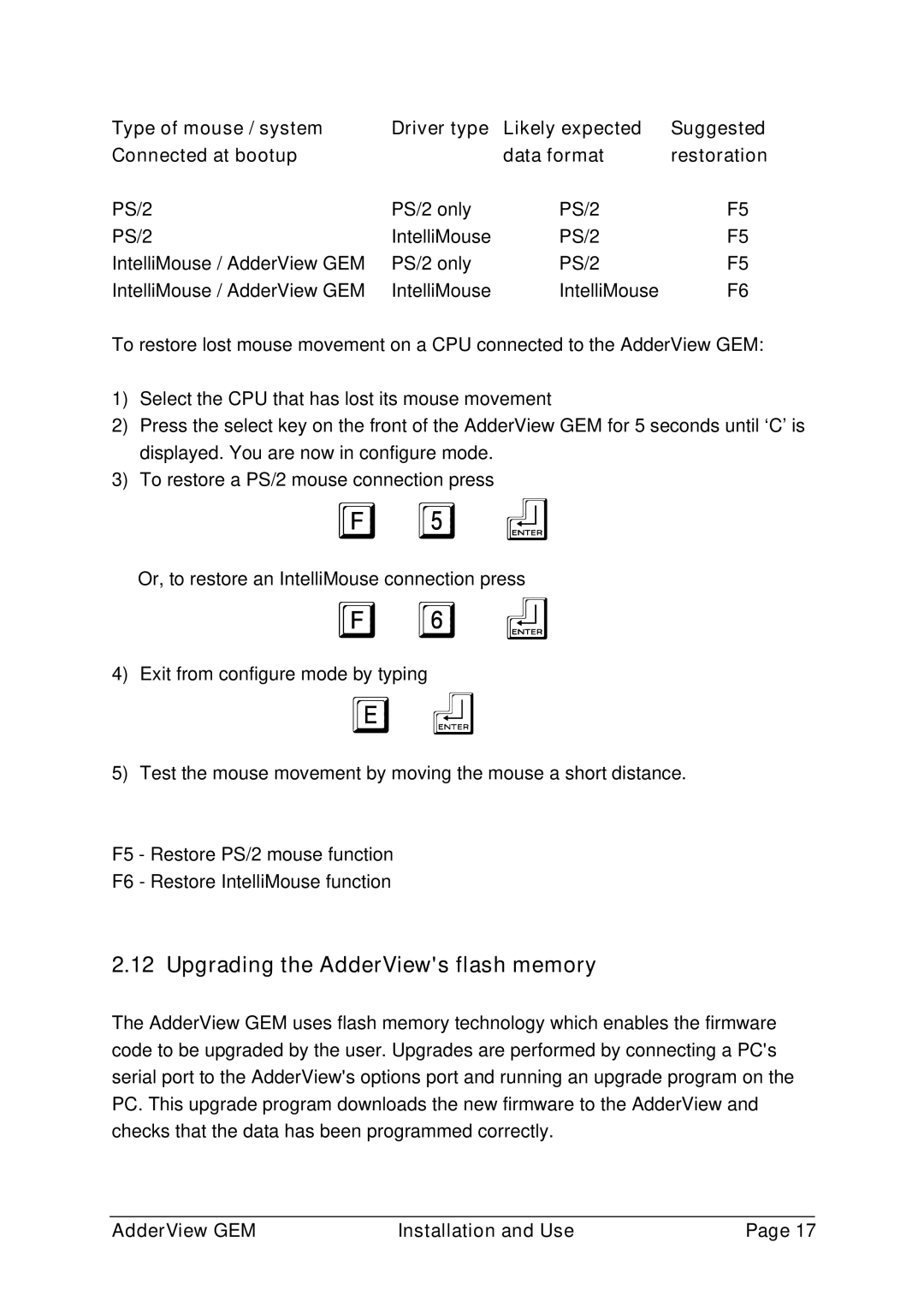 Adder Technology GEMAV4GEM, GEMAV2GEM manual Upgrading the AdderViews flash memory 