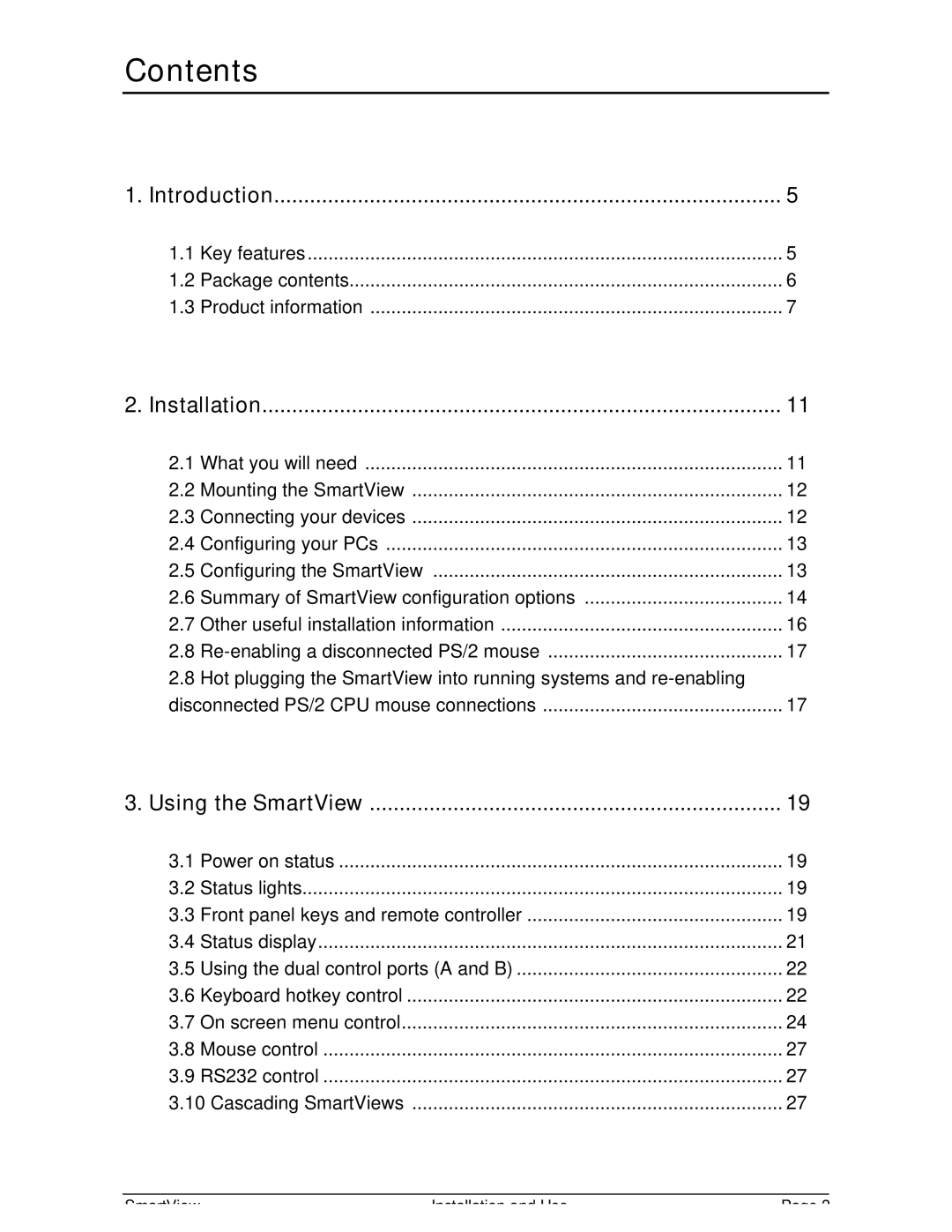 Adder Technology SmartView warranty Contents 