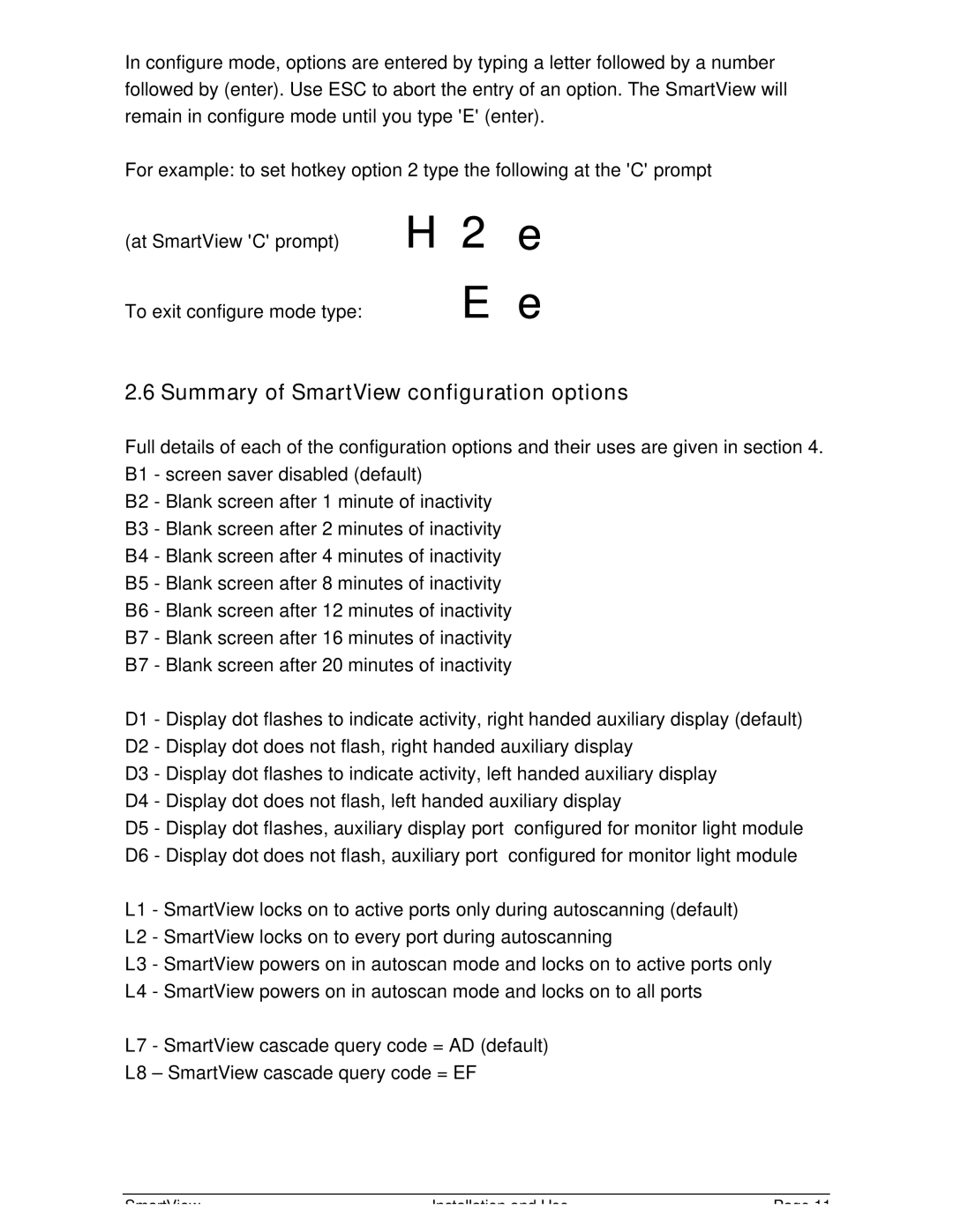 Adder Technology SV4, SV2 manual H2e Ee, Summary of SmartView configuration options 