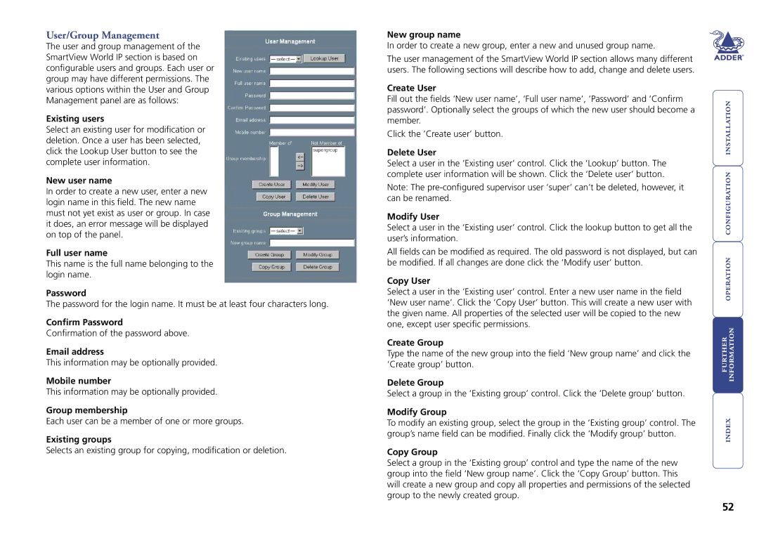 Adder Technology Switch manual User/Group Management 