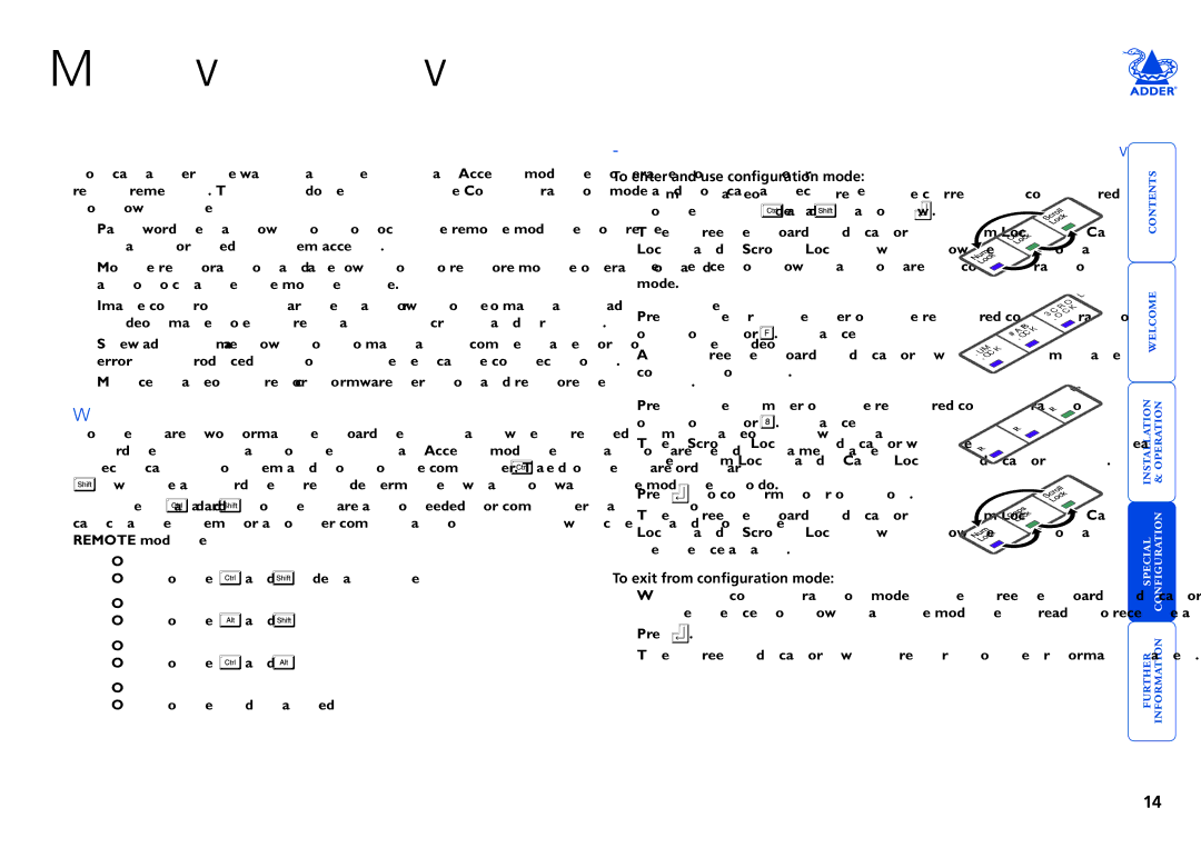 Adder Technology X2 manual Configuration, What are hotkeys?, Entering, using and exiting configuration mode 