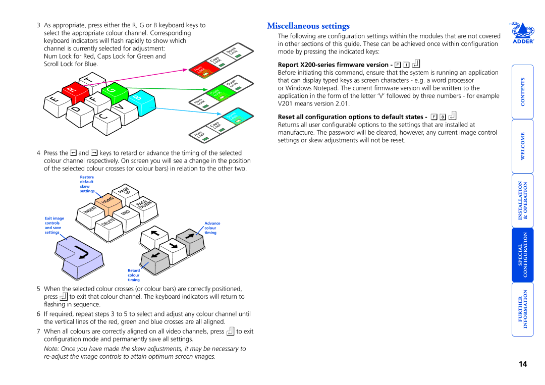 Adder Technology manual Miscellaneous settings, Report X200-series firmware version 