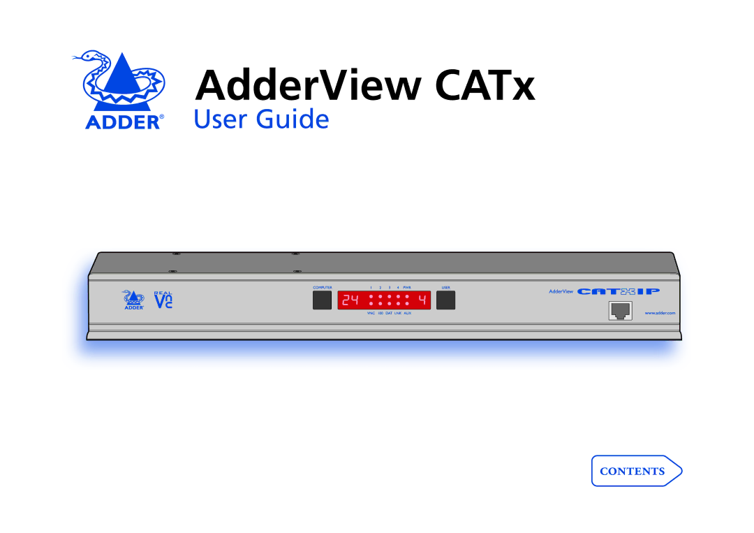 Adder Technology X200A/R, X200AS/R, X100R, RS232, X100A/R, CATX-PS2A, X200R, AVX4016IP, PSU-IEC-5V6A manual AdderView CATx 