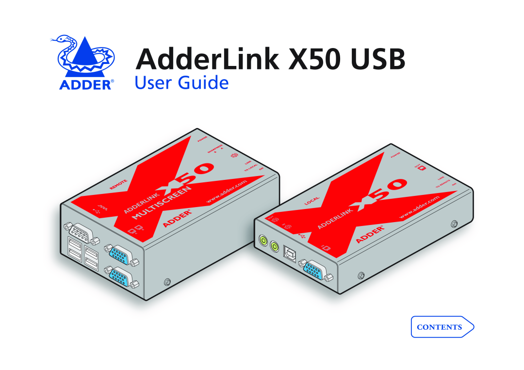 Adder Technology manual AdderLink X50 USB, User Guide, , Local, Wer Po Out, R Adde 