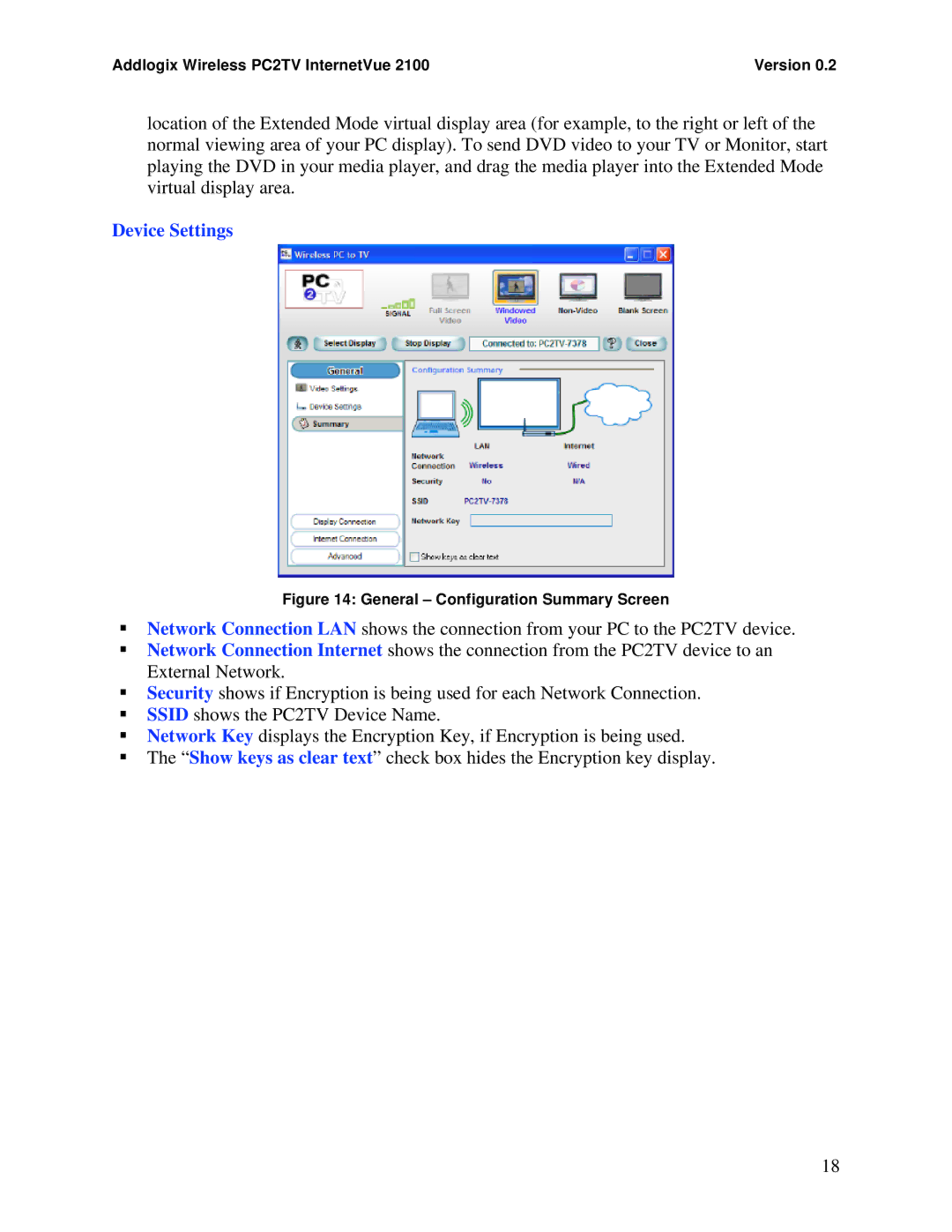 Addlogix 2100 manual Device Settings, General Configuration Summary Screen 