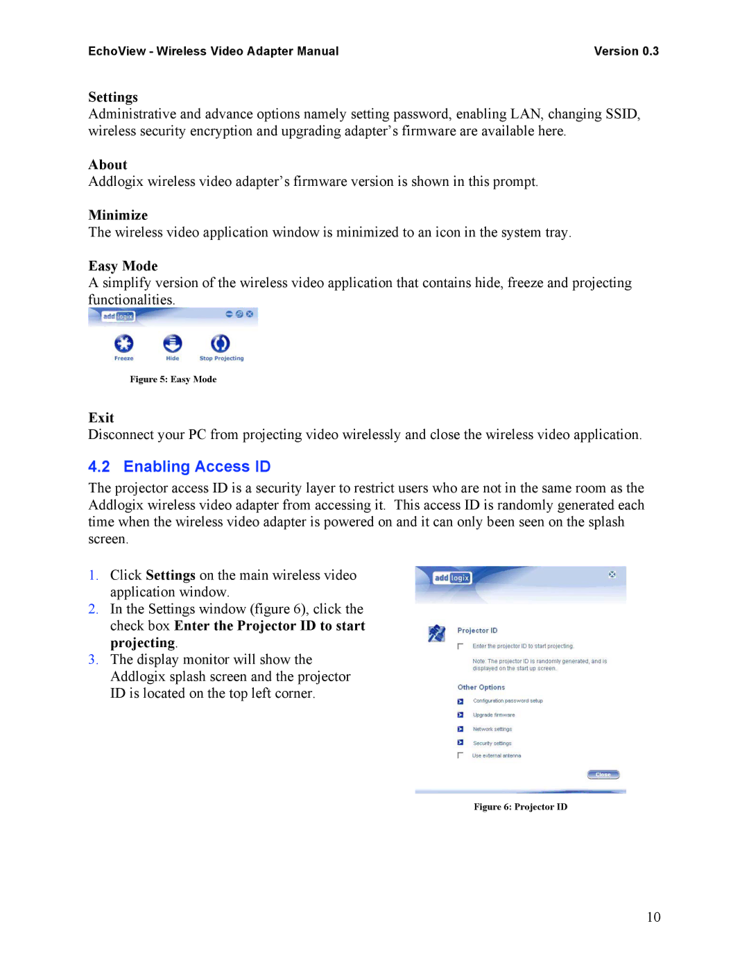 Addlogix EchoView - Wireless Video Adapter manual Enabling Access ID 