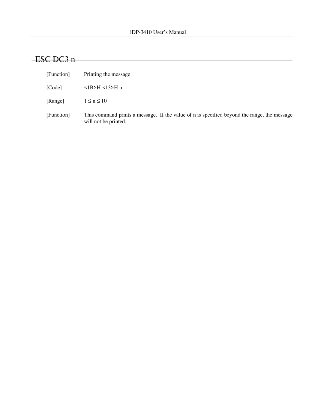 Addlogix iDP-3410 user manual ESC DC3 n 