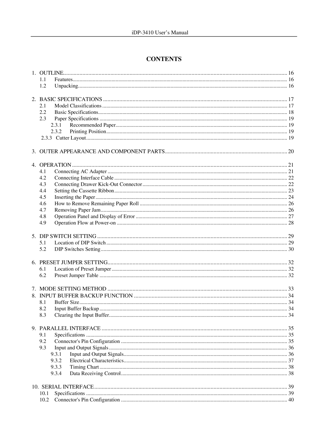 Addlogix iDP-3410 user manual Contents 